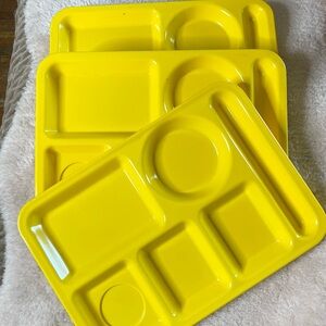 Vintage Texas Ware compartment divided plates (3) yellow sturdy